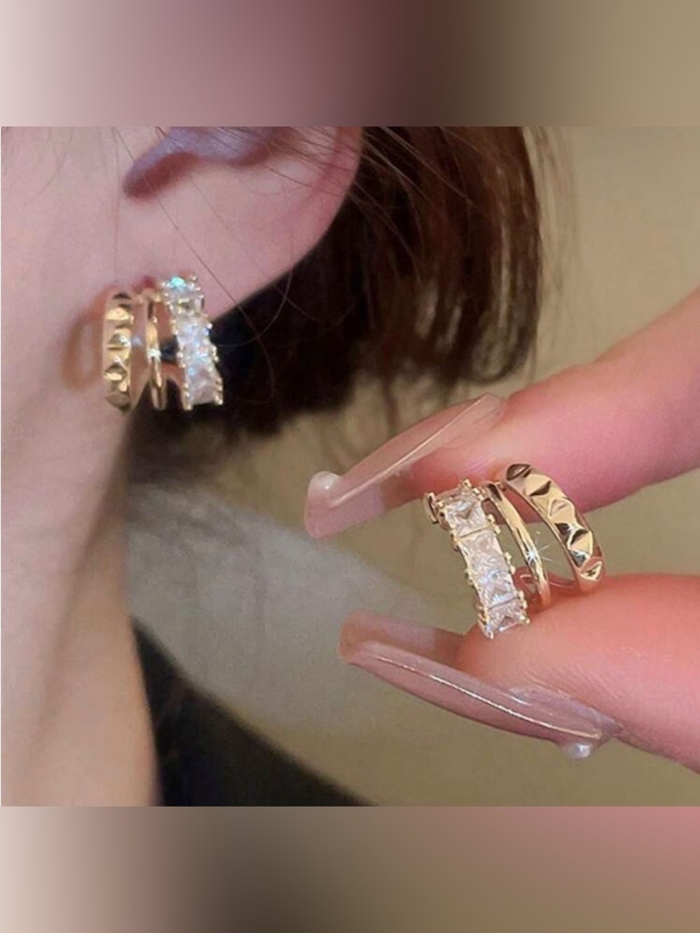 Gold Rhinestone Hoop Earrings